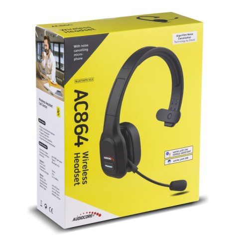 Słuchawki bluetooth ANC call center z mikrofonem Audiocore, QCC3020, ANC, AVRCP, A2DP, HSP, HFP, kodek SBC AAC, AC864 Audiocore Słuchawki bluetooth ANC call center z mikrofonem Audiocore, QCC3020, ANC, AVRCP, A2DP, HSP, HFP, kodek SBC AAC, AC864 Audiocore