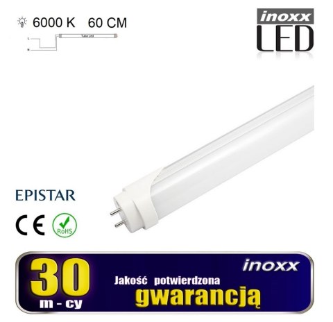 Świetlówka led 60cm 9w t8 6000k g13 jednostronna zimna NVOX