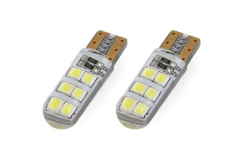 01095 Żarówki Led Standard T10 W5W 12xSMD 2835 12V silikon 2 sztuki AMiO