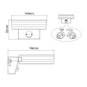 Lampa LED Maclean, ścienna, z czujnikiem PIR, PC+ALU, 20W, 1700lm, IP65, Neutral White 4000K, szara, MCE365 Maclean