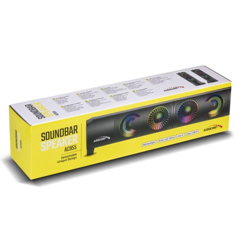 Głośniki komputerowe soundbar Audiocore 3Wx2, LED, USB 5v, wejście liniowe, AC955 Audiocore Głośniki komputerowe soundbar Audiocore 3Wx2, LED, USB 5v, wejście liniowe, AC955 Audiocore
