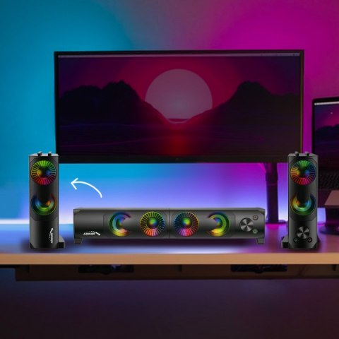 Głośniki komputerowe soundbar Audiocore 3Wx2, LED, USB 5v, wejście liniowe, AC955 Audiocore Głośniki komputerowe soundbar Audiocore 3Wx2, LED, USB 5v, wejście liniowe, AC955 Audiocore