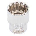 Nasadka Spline 1/2", 22 mm NEO