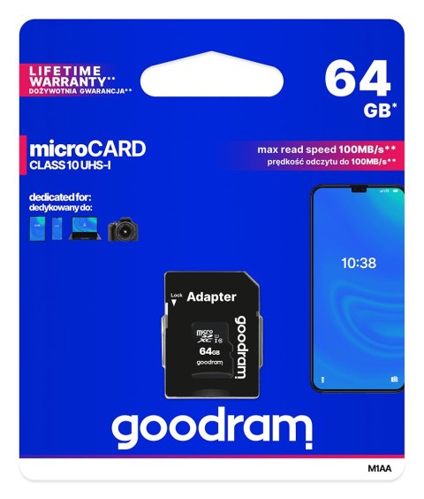 Karta pamięci microSD 64GB UHS-I Goodram z adapterem Goodram