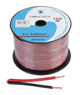 KAB0387 Kabel głośnikowy CCA 0.20mm czarno-czerwony (rolka 100m) Cabletech