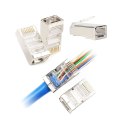 Wtyk telefon. RJ45 8P 8C(drut)przelotowy CAT.6E ekranowany LP