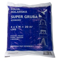 Folia malarska hdpe 4*5m, cienka (grubość: ok.7 mikro-m) POLSKA