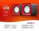 AC870 R 43397 Głośniki komputerowe 6W USB Red&Black Audiocore