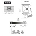 Naświetlacz LED z czujnikiem ruchu Maclean, slim 30W, 2400lm, barwa zimna biała (6000K), IP44, MCE630 CW PIR Maclean