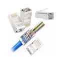 Wtyk telefon. RJ45 8P 8C(drut)przelotowy CAT.5E ekranowany LP