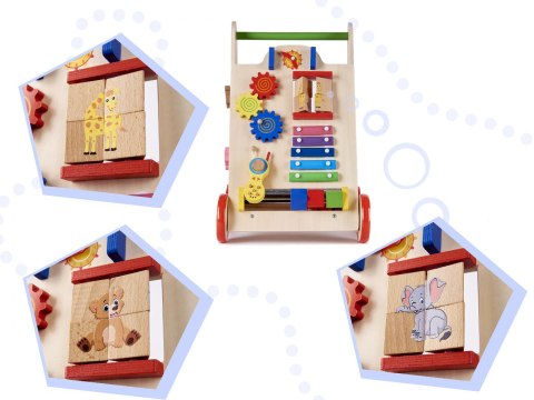 Pchacz chodzik drewniany kostka edukacyjna 6w1 Pchacz chodzik drewniany kostka edukacyjna 6w1