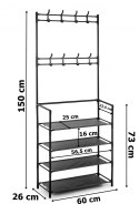 Wieszak na ubrania z półkami hani czarny