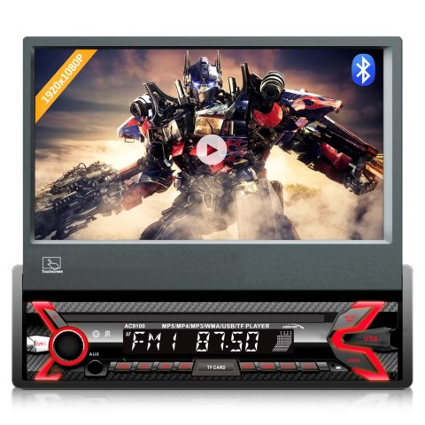 Radioodtwarzacz samochodowy Audiocore, wysuwany dotykowy panel LCD 7" 1080P, MP5, AVI DivX, Bluetooth, RDS, pilot w zestawie, AC Audiocore