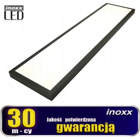 Panel led sufitowy 120x30 48w lampa slim kaseton 3000k ciepły+ ramka natynkowa czarna NVOX