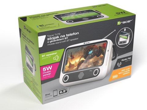 Stojak na telefon z głośnikiem BT TRACER TV79 - FM, USB, Powerbank TRACER Stojak na telefon z głośnikiem BT TRACER TV79 - FM, USB, Powerbank TRACER