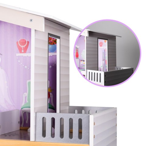 Domek dla lalek drewniany+ mebelki pastelowy 117cm Domek dla lalek drewniany+ mebelki pastelowy 117cm