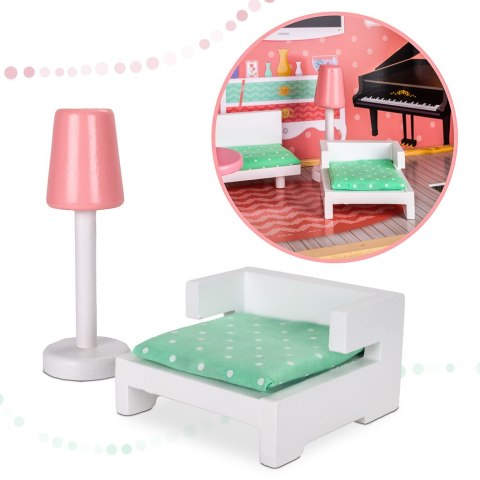 Domek dla lalek drewniany+ mebelki pastelowy 117cm Domek dla lalek drewniany+ mebelki pastelowy 117cm