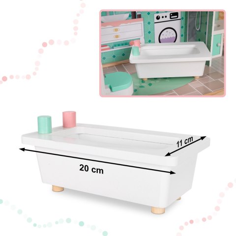 Domek dla lalek drewniany+ mebelki pastelowy 117cm Domek dla lalek drewniany+ mebelki pastelowy 117cm