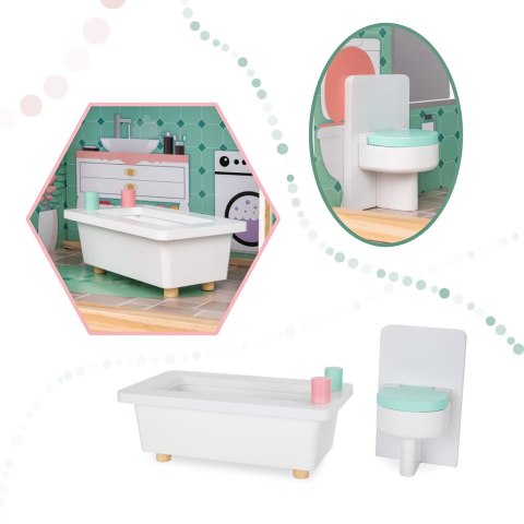 Domek dla lalek drewniany+ mebelki pastelowy 117cm Domek dla lalek drewniany+ mebelki pastelowy 117cm