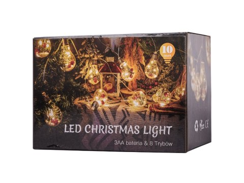 Lampki LED łańcuch na baterie kurtyna kule z dekoracją 3m 50LED ciepły Lampki LED łańcuch na baterie kurtyna kule z dekoracją 3m 50LED ciepły