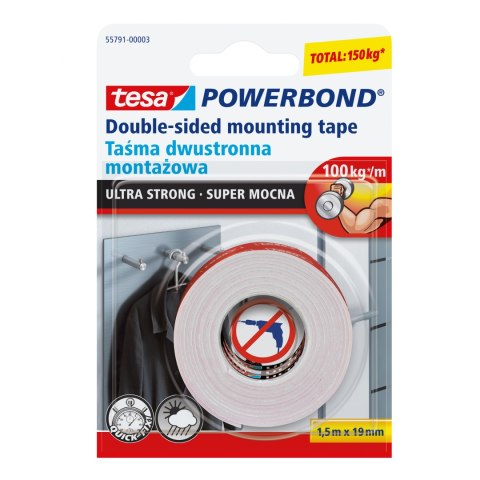 Taśma montaż.powerbond wew.zew.1,5m:19mm stand Tesa