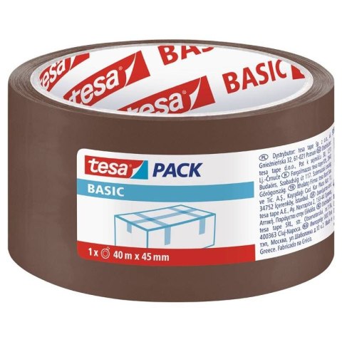 Taśma pakowa basic 40m:45mm, brązowa stand Tesa