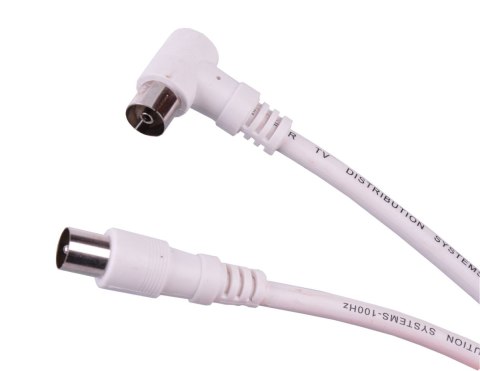 Kabel TV - VIDEO kątowo - prosty biały 5m Cabletech