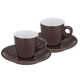 Filiżanki do espresso ze spodkami, 2 szt., ceramika, 0,05 l, śred. 12 x 6,5 cm, brązowe Kela