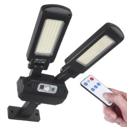 Solarna lampa uliczna LED z czujnikiem ruchu i pilotem Maclean IP54, 5W, 2x450lm, 6500K, Li-ion 2400 mAh, 3 tryby pracy MCE447 Maclean