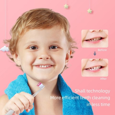 Szczoteczka soniczna dla dzieci SEAGO, kolor różowy, 1xAAA 1,5V (brak w zestawie), 4 końcówki, SG-513 Pink SEAGO Szczoteczka soniczna dla dzieci SEAGO, kolor różowy, 1xAAA 1,5V (brak w zestawie), 4 końcówki, SG-513 Pink SEAGO