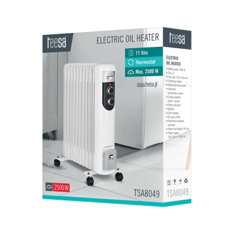 Grzejnik olejowy Teesa 2500W, 11 żeberek Teesa Grzejnik olejowy Teesa 2500W, 11 żeberek Teesa