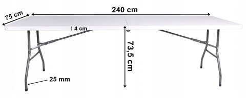 Stół cateringowy impro składany w walizkę 240 cm biały Stół cateringowy impro składany w walizkę 240 cm biały