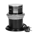 Gniazdo meblowe ?10cm wysuwane z blatu z ładowarką USB i przewodem 1,5m, 3x2P+Z, 2xUSB, INOX, schuko Orno