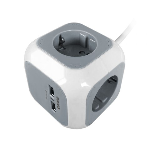 Przedłużacz 4 krotny 2P+Z (schuko), ładowarka 2xUSB, 1,4m H05VV-F 3x1,5mm?, szaro-biały Orno