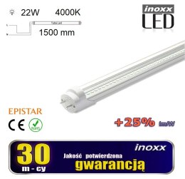 Świetlówka led 150cm 22w t8 4000k g13 neutralna przezroczysta jednostronna NVOX