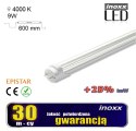 Świetlówka led 60cm 9w t8 4000k g13 neutralna przezroczysta NVOX