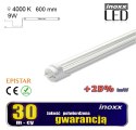 Świetlówka led 60cm 9w t8 4000k g13 neutralna przezroczysta jednostronna NVOX