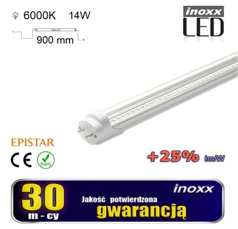 Świetlówka led 90cm 14w t8 6000k g13 zimna przezroczysta NVOX