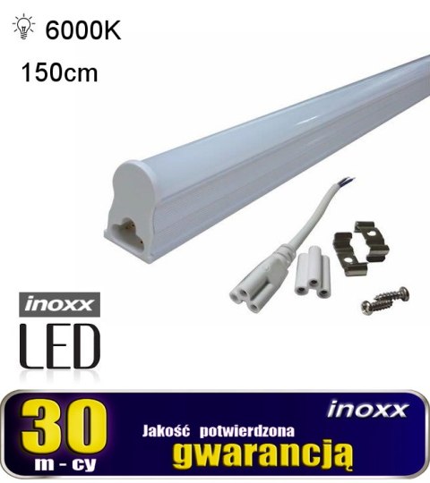 Świetlówka led liniowa t5 150cm 22w zimna 6000k lampa natynkowa zintegrowana z oprawą NVOX