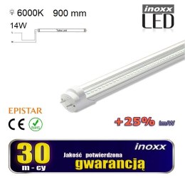 Świetlówka led 90cm 14w t8 6000k g13 zimna przezroczysta jednostronna NVOX