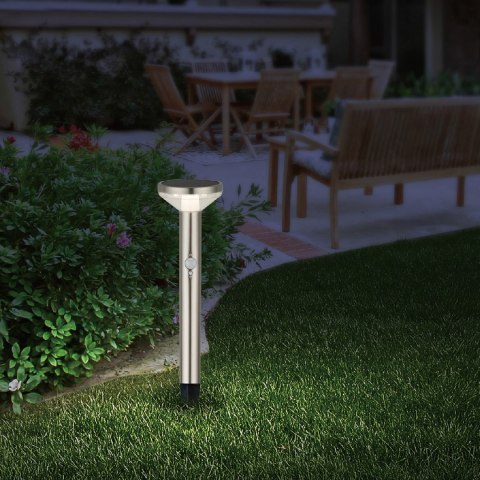 Solarna lampa LED Maclean, z czujnikiem, 3 tryby,wbijana, Li-ion 18650, IP44, 3,7V, 1200 mAh, Chrom matt, MCE465 C/M Maclean Solarna lampa LED Maclean, z czujnikiem, 3 tryby,wbijana, Li-ion 18650, IP44, 3,7V, 1200 mAh, Chrom matt, MCE465 C/M Maclean