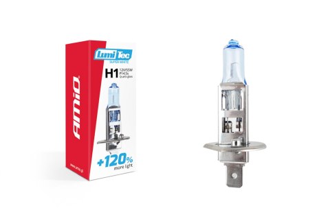 02135 Żarówka halogenowa H1 12V 55W LumiTec SuperWhite +120% AMiO