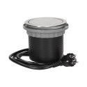 Gniazdo meblowe ?10cm wysuwane z blatu z ładowarką USB i przewodem 1,5m, 3x2P+Z, 2xUSB, INOX Orno