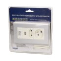 Przedłużacz biurkowy z wyłącznikiem i ładowarką, 1x2P+Z, 1x2P/II, 1xUSB, przewód 1,5m 3x1mm Orno