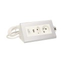 Przedłużacz biurkowy z wyłącznikiem i ładowarką, 1x2P+Z, 1x2P/II, 1xUSB, przewód 1,5m 3x1mm Orno