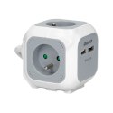 Przedłużacz 4 krotny 2P+Z, ładowarka 2xUSB, 1,4m H05VV-F 3x1mm?, szaro-biały Orno