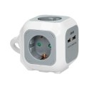 Przedłużacz 4 krotny 2P+Z (schuko), ładowarka 2xUSB, 1,4m H05VV-F 3x1,5mm?, szaro-biały Orno