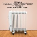 Elektryczny Grzejnik Olejowy 2500W Biały 11 żeberkowy XXL BITUXX BITUXX®