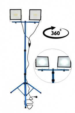 Ledowa Lampa z białym światłem na statywie Naświetlacz na budowe 2x50W BITUXX®