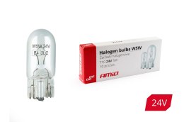 01002 Żarówki halogenowe W5W T10 5W W2.1x9.5d 24V 10 sztuk Amio